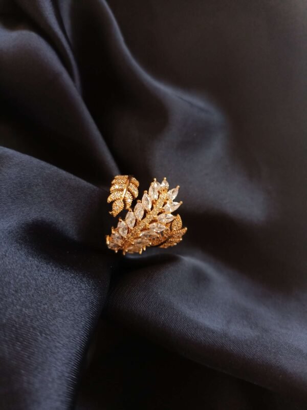 Gold look Double Leaf Ring - Image 5