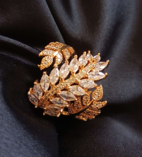 Gold look Double Leaf Ring