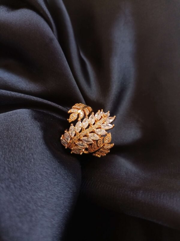 Gold look Double Leaf Ring - Image 3