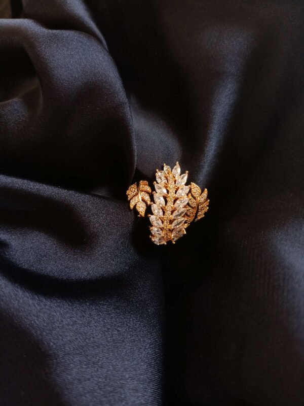 Gold look Double Leaf Ring - Image 4