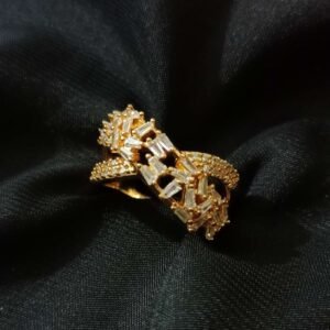 White Tapered & Zircon Combination Ring