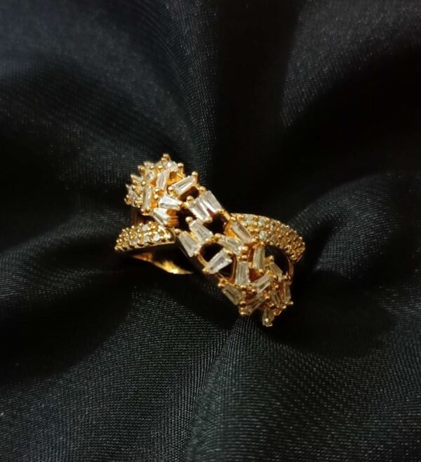 White Tapered & Zircon Combination Ring