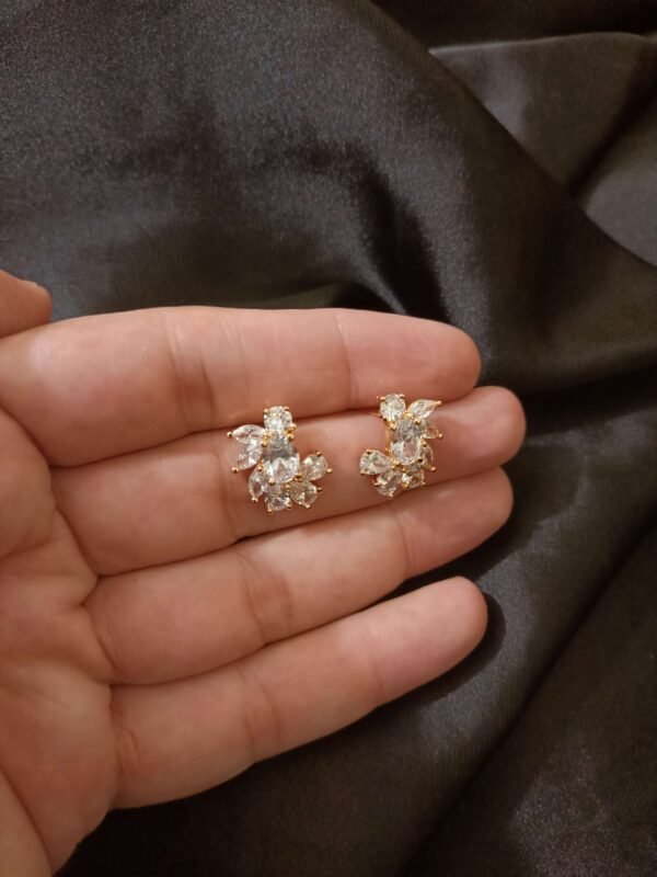 Drop & Leaf Diamond Cut Stone Stud - Image 2