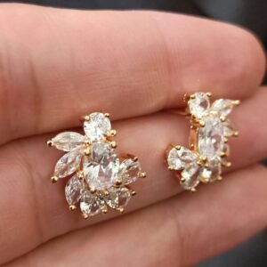 Drop & Leaf Diamond Cut Stone Stud