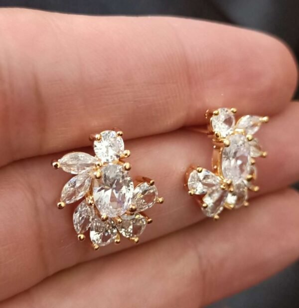 Drop & Leaf Diamond Cut Stone Stud