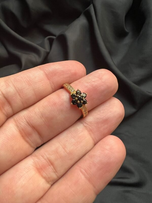 Golden & Silver Black Stone Ring - Image 3