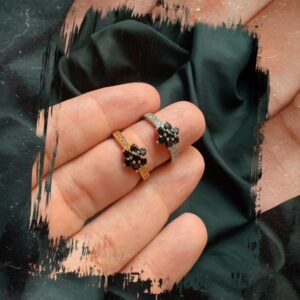 Golden & Silver Black Stone Ring