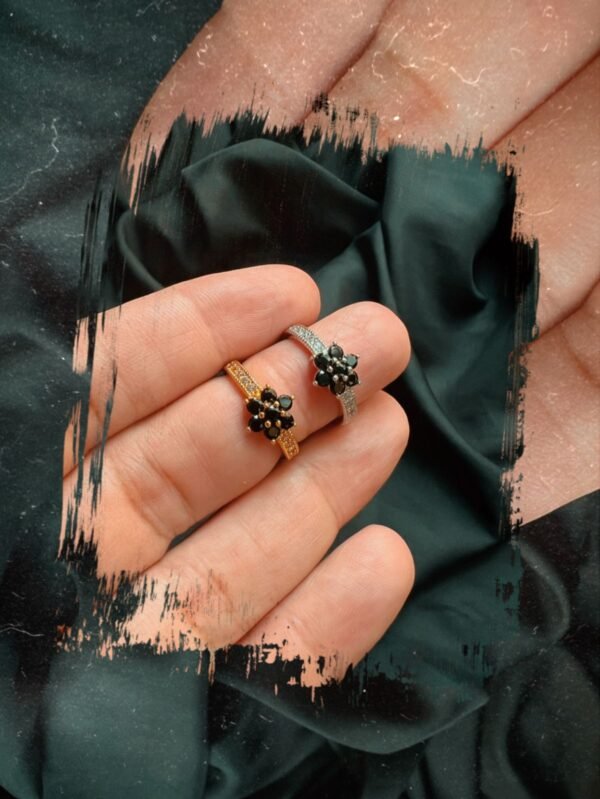 Golden & Silver Black Stone Ring