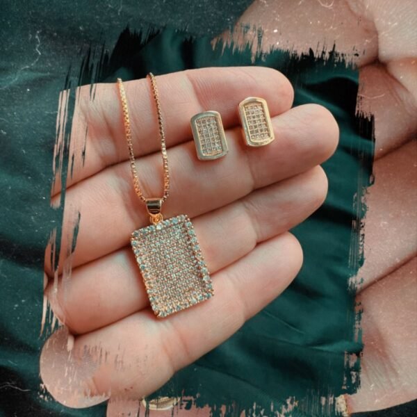 Diamond Cut Rectangle Set White, Ruby & Black