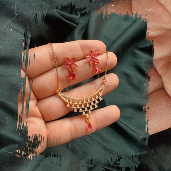 Ruby Set With White Tapered Stone