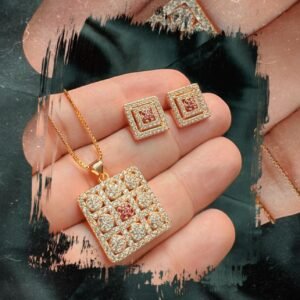 Square Pendent Set With Ruby Stone