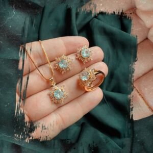 Big Stone White Gold Look Set With Ring
