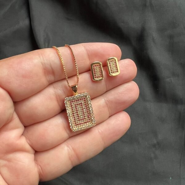 Diamond Cut Rectangle Set White, Ruby & Black - Image 5