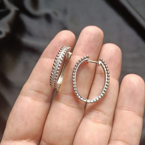 Xuping Silver Big Size Bali With White Ziron on Front - Image 5