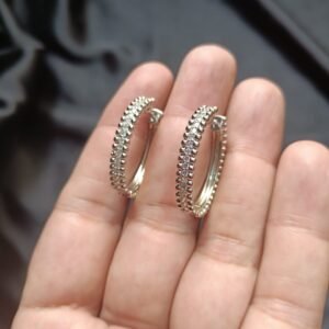 Xuping Silver Big Size Bali With White Ziron on Front