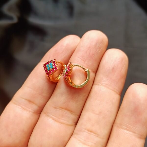 Xuping Golden Base Ruby & Feroza Stone Bali - Image 2