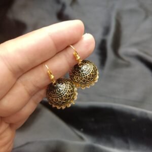 Black Jhomki With Golden Base Medium Size