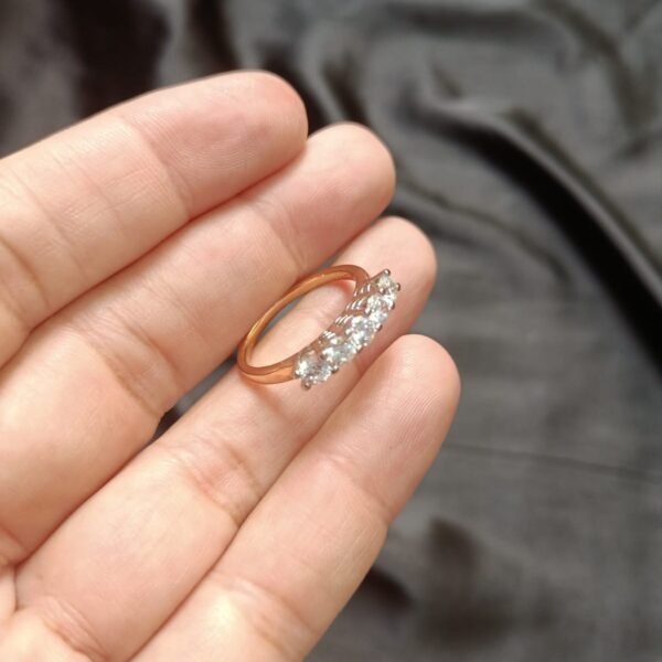 Xuping 5 Big Zircon Stone Golden Ring Daily Wear Size 10 only - Image 2