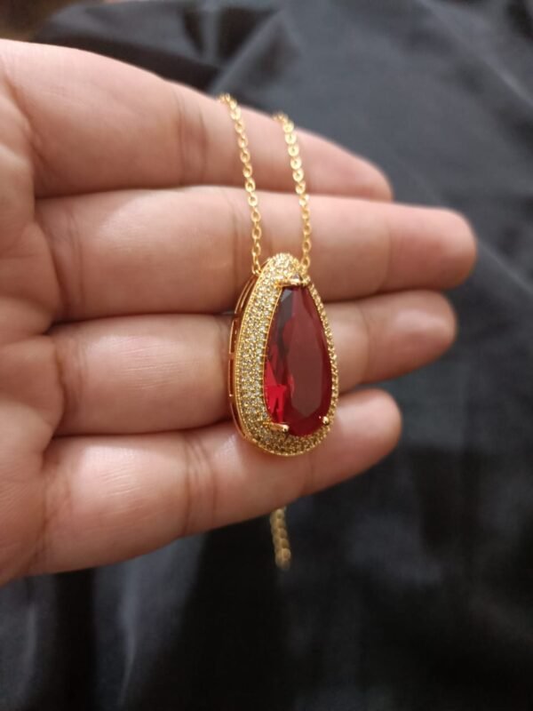 Turkish Big Maroonish Stone Pendent With Chain