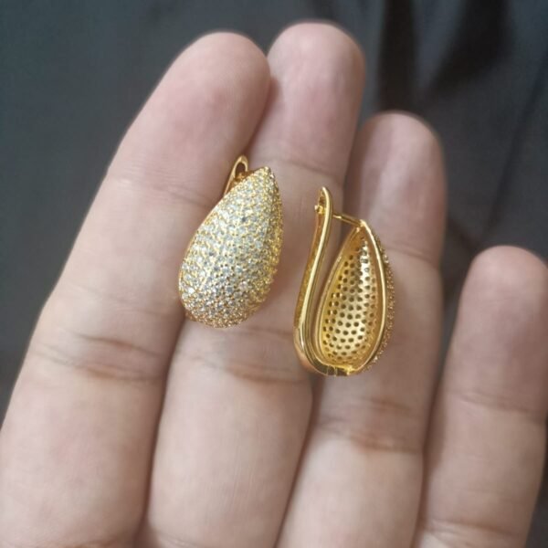 Gold Look Gold Polish Drop Shaped Golden Big Size Bali - Image 11