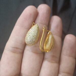 Gold Look Gold Polish Drop Shaped Golden Big Size Bali