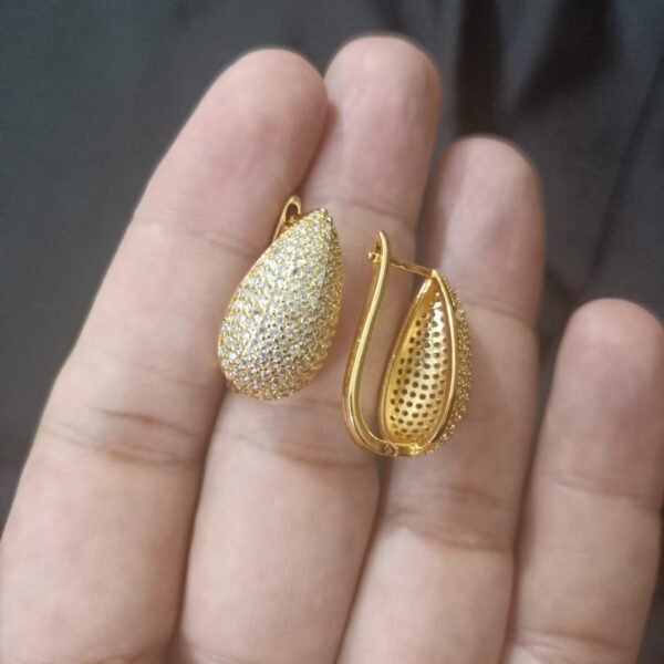 Gold Look Gold Polish Drop Shaped Golden Big Size Bali
