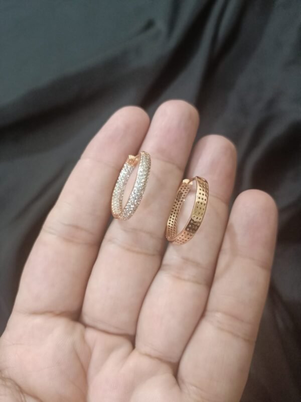 Xuping Double Tone Big Size Bali With Tiniest Zircon on Front & Back Inside - Image 12
