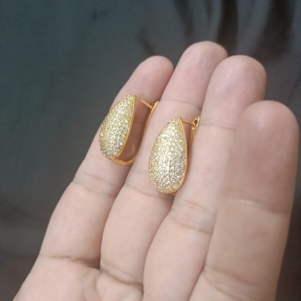 Gold Look Gold Polish Drop Shaped Golden Big Size Bali - Image 7