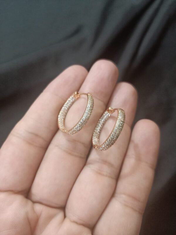 Xuping Double Tone Big Size Bali With Tiniest Zircon on Front & Back Inside - Image 9