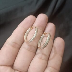Xuping Double Tone Big Size Bali With Tiniest Zircon on Front & Back Inside