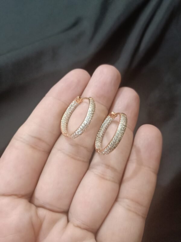 Xuping Double Tone Big Size Bali With Tiniest Zircon on Front & Back Inside