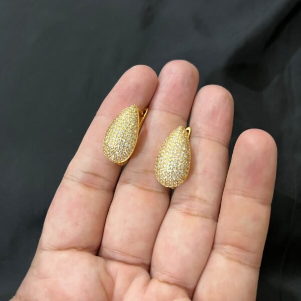 Gold Look Gold Polish Drop Shaped Golden Big Size Bali - Image 6