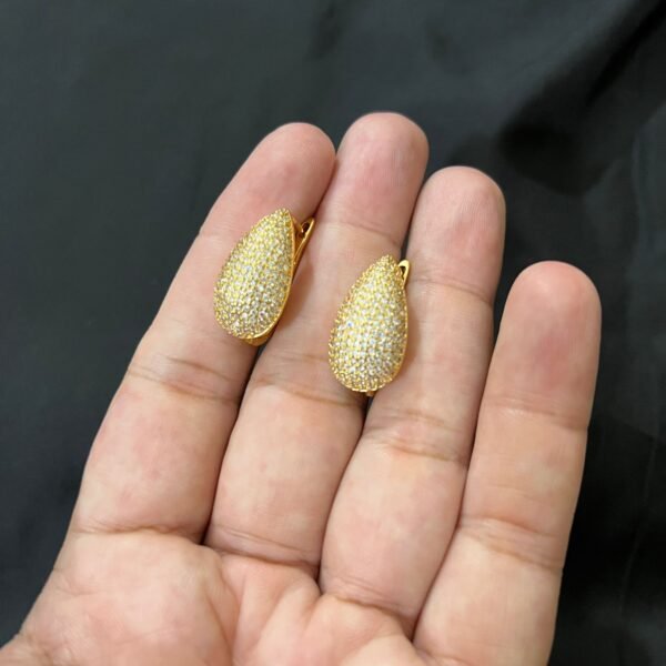 Gold Look Gold Polish Drop Shaped Golden Big Size Bali - Image 5