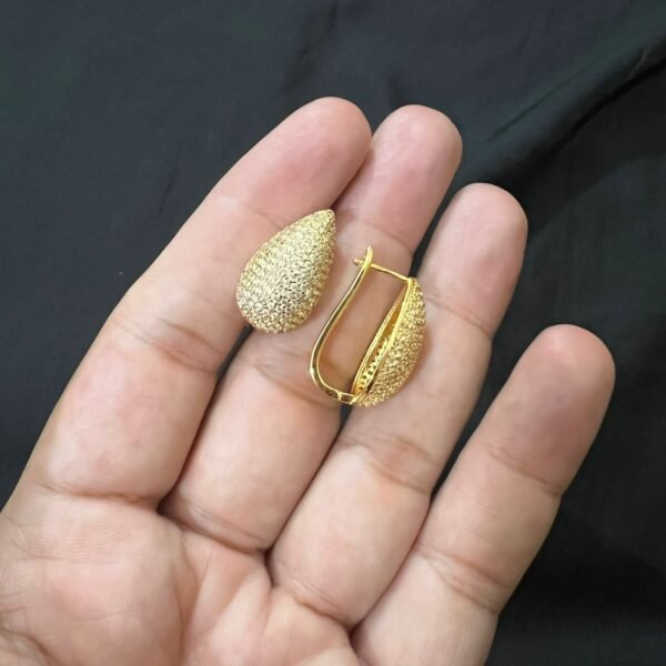 Gold Look Gold Polish Drop Shaped Golden Big Size Bali - Image 3