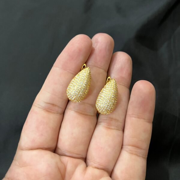 Gold Look Gold Polish Drop Shaped Golden Big Size Bali - Image 2