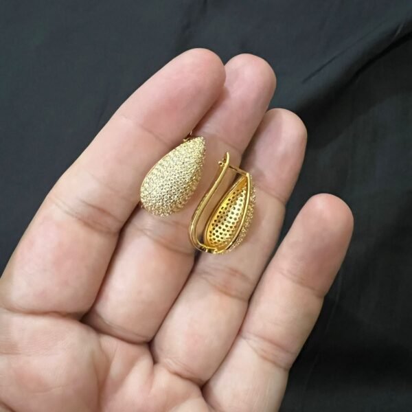 Gold Look Gold Polish Drop Shaped Golden Big Size Bali - Image 13