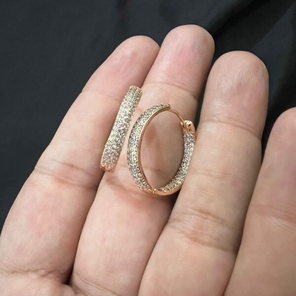 Xuping Double Tone Big Size Bali With Tiniest Zircon on Front & Back Inside - Image 4