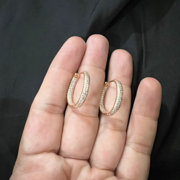 Xuping Double Tone Big Size Bali With Tiniest Zircon on Front & Back Inside - Image 3