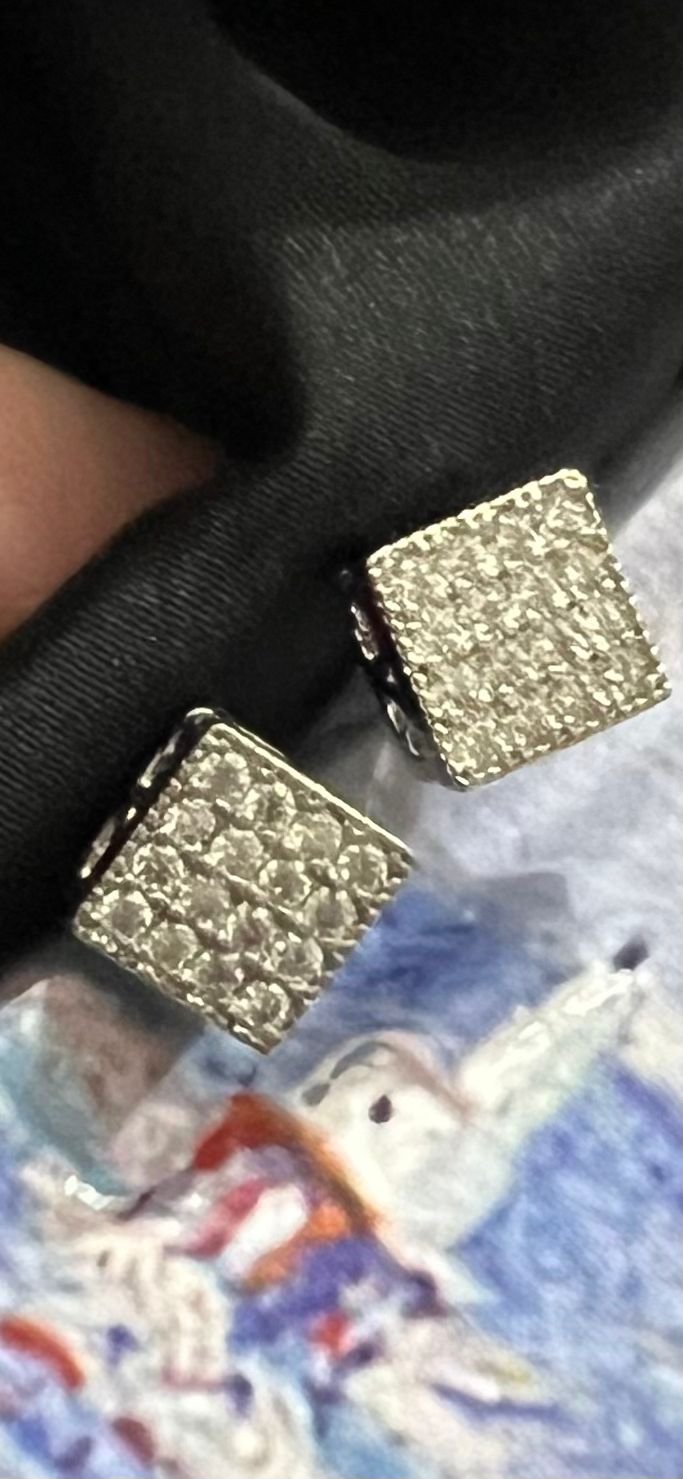 Silver Square Charming Studs - Image 2