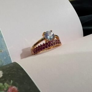 Double Ring With Ruby Stones Adjustable