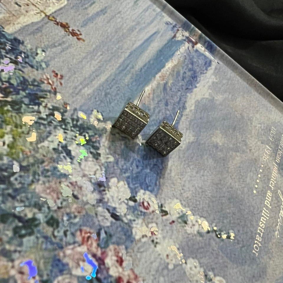 Silver Square Charming Studs - Image 3