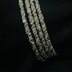 Stunning Silver Stone Pair Bangles Size (Sawa doo)2.6